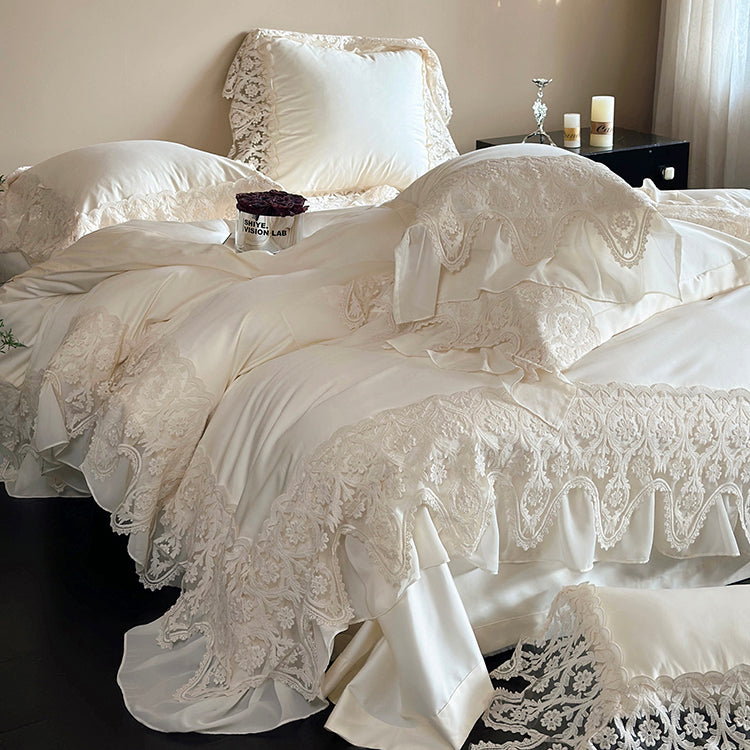 French Princess Romantic Lace Long-Staple Cotton Four-Piece Bed Set