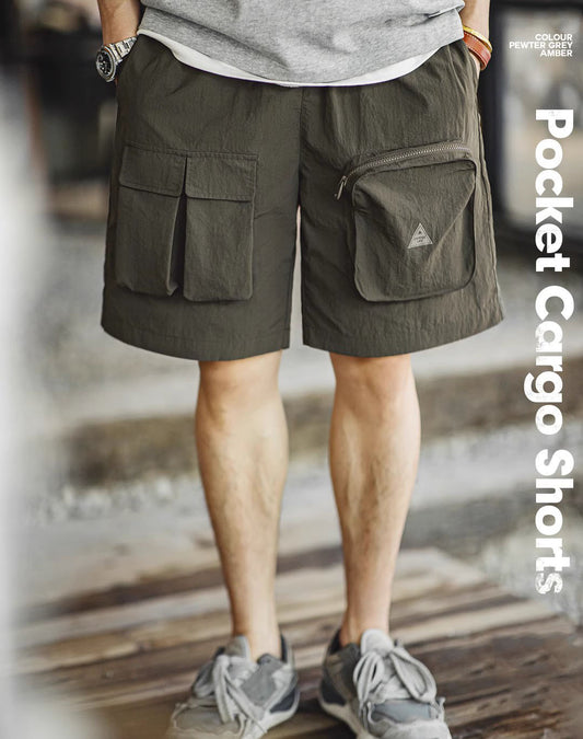American Mountain Multi-Pocket Functional Elastic Waist Men's Shorts - Harmony Gallery