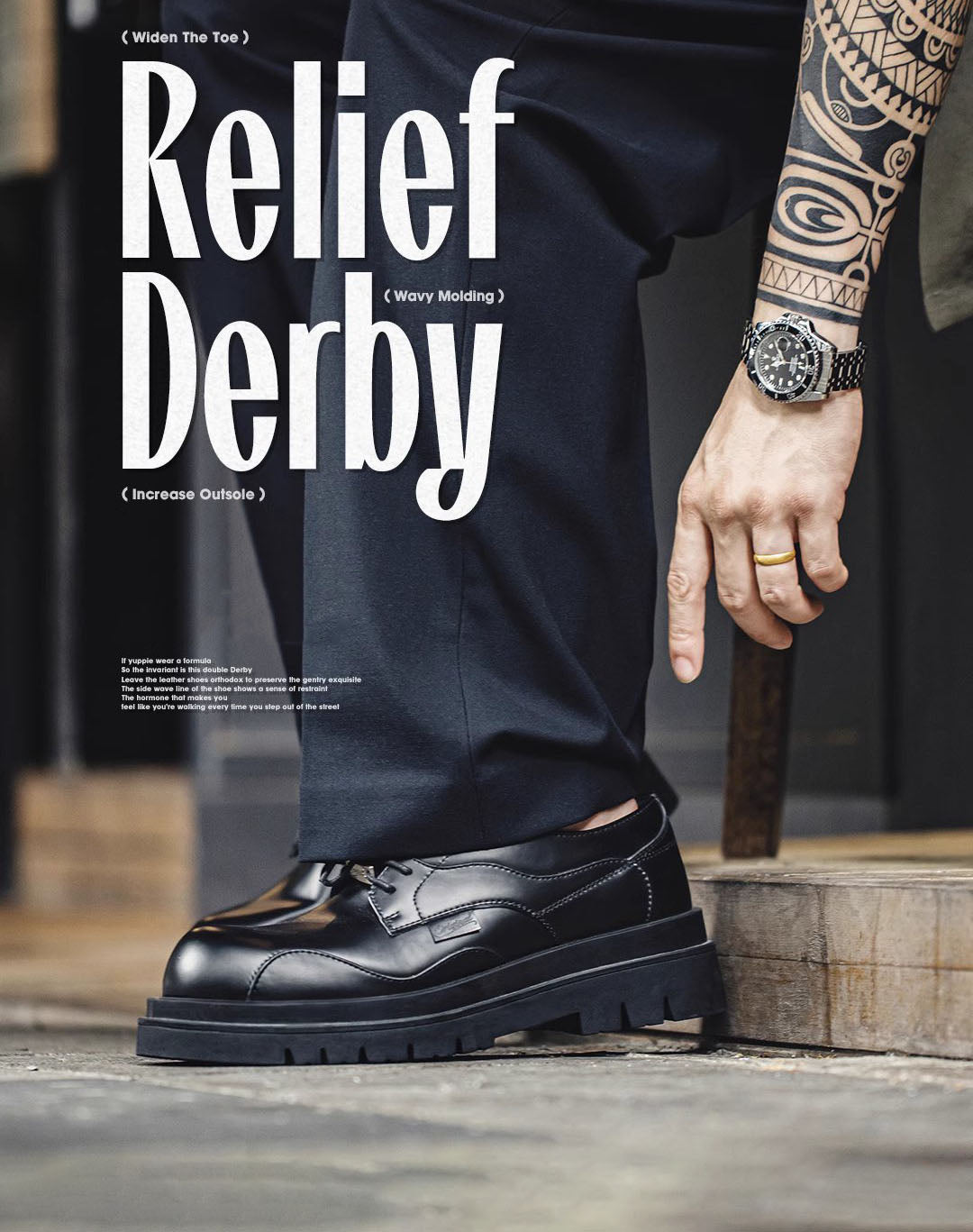 British Hippie Gentleman Derby Martin Work Leather Men's Dress Shoes - Harmony Gallery