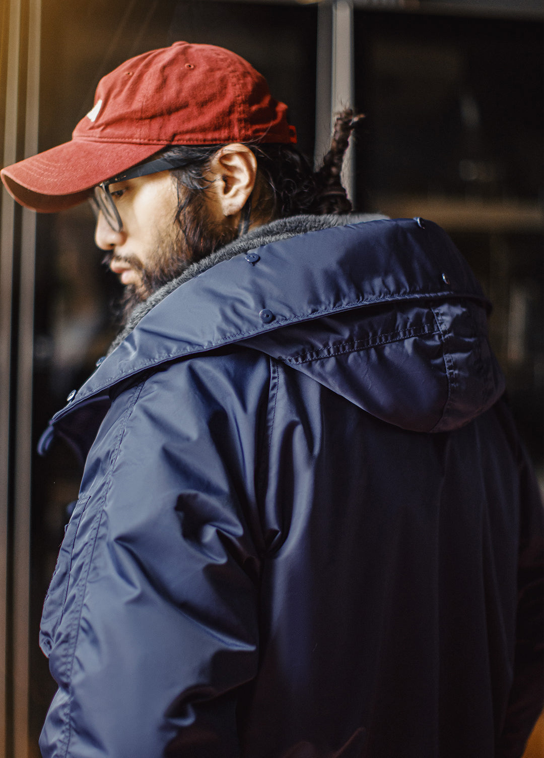 American Retro N2A Fur Collar Parka Blue Mountain Eagle Cotton Men's Jacket