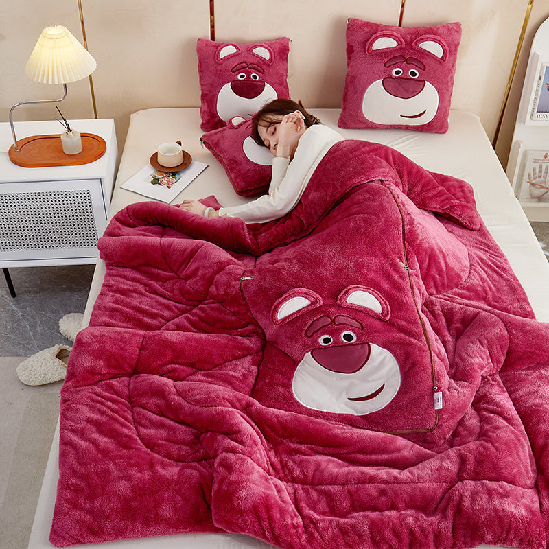 Cuddly Character Plush Comforter Set with Matching Pillows for Sweet Dreams