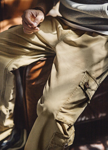 American Retro M51 Multi-Pocket Washed Distressed Straight Leg Men's Trousers