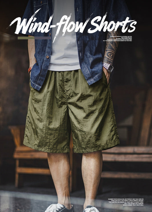 American Retro Loose Wide-Leg Sports Fitness Military Thin Men's Shorts