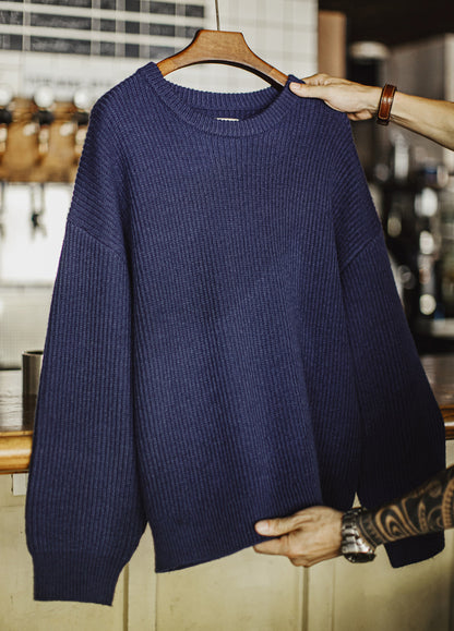 American Ribbed Pullover Striped Knit Cardigan Not Easily Deformed Men's Sweater