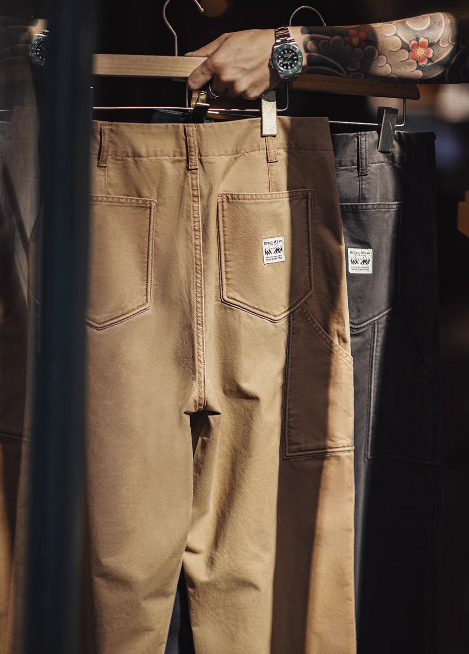 American Retro Workwear Loose Wide-Leg Straight Men's Trousers - Harmony Gallery