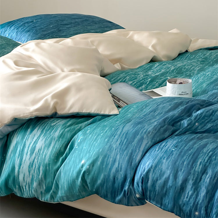 Light Luxury High-End The Legend Of The Blue Sea Tencel Four-Piece Ice Silk Bed Set - Harmony Gallery