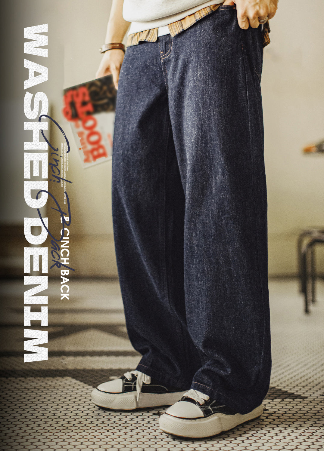 American Retro Vintage Bamboo Straight Washed Denim Men's Jeans - Harmony Gallery