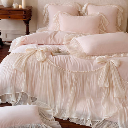 French Premium Double-Sided Warm Mattress Coral Fleece four-piece Bed Set