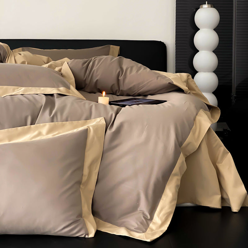 Conjunto de cama espessada de quatro peças de algodão puro e leve e luxuoso
