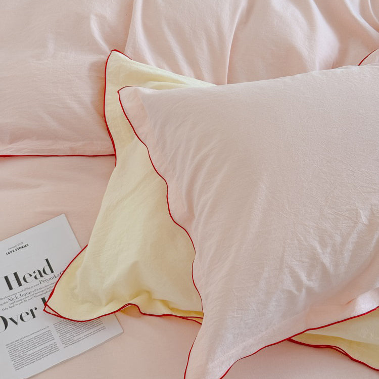 Nordic Solid Color Washed Four-Piece Pure Cotton Suitable For All Seasons Bed Set