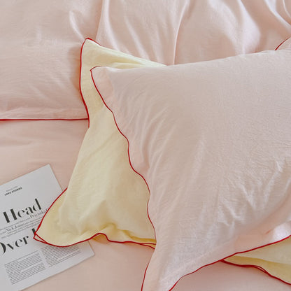 Nordic Solid Color Washed Four-Piece Pure Cotton Suitable For All Seasons Bed Set