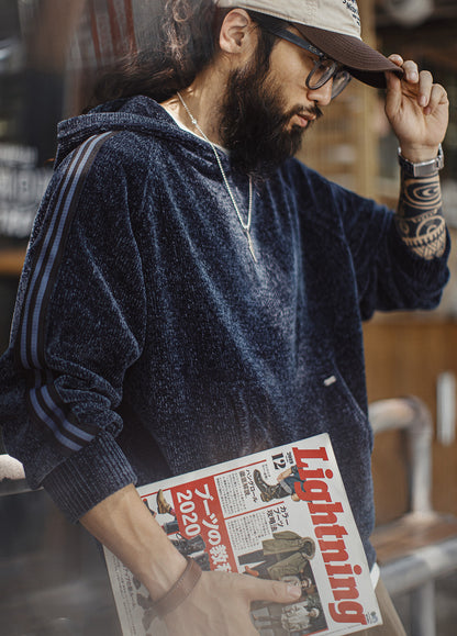 American Chenille Pullover Warm Corduroy Thickened Hoodie Men's Sweater - Harmony Gallery