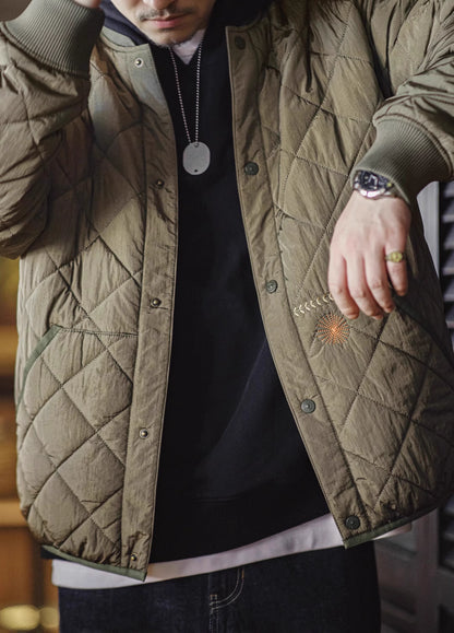 American Quilted Baseball Cotton-Padded Diamond Thick Warm Men's Jacket