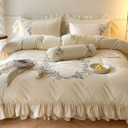 French Light Luxury High-End Four-Piece Princess Cotton Bed Set - Harmony Gallery