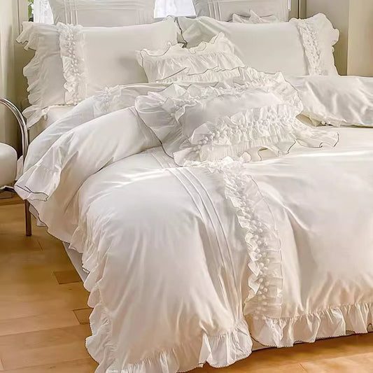 Princess Ball Lace Full Cotton Thickened Washed Four-Piece Bed Set - Harmony Gallery