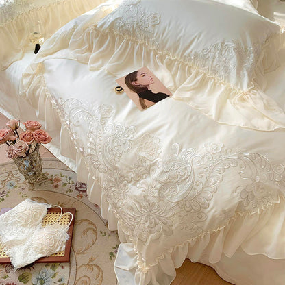 French Romantic Lace Princess Soft Cotton Four-Piece Bed Set