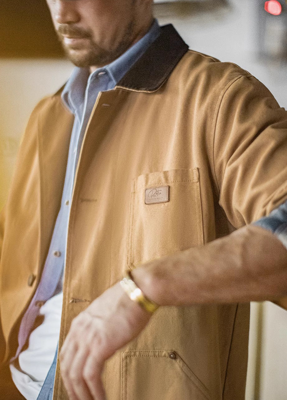 American Retro Michigan Trench Khaki Barn Mid-Length Daily Men's Jacket - Harmony Gallery