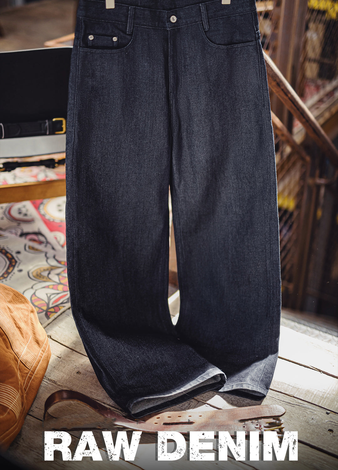 American Bootcut Wide-Leg Scimitar Cow Red-Eared Denim Men's Jeans - Harmony Gallery