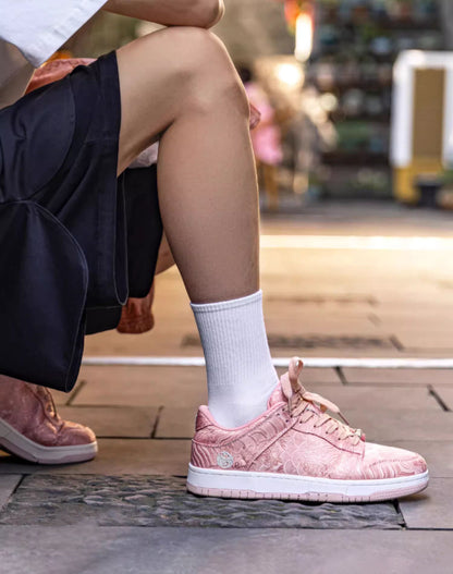 Růžové hedvábné párové prodyšné volnočasové sportovní unisex boty pro volný čas