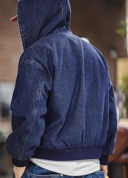 American Retro Washed Denim Outerwear Hooded Heavy Distressed Men's Jacket - Harmony Gallery