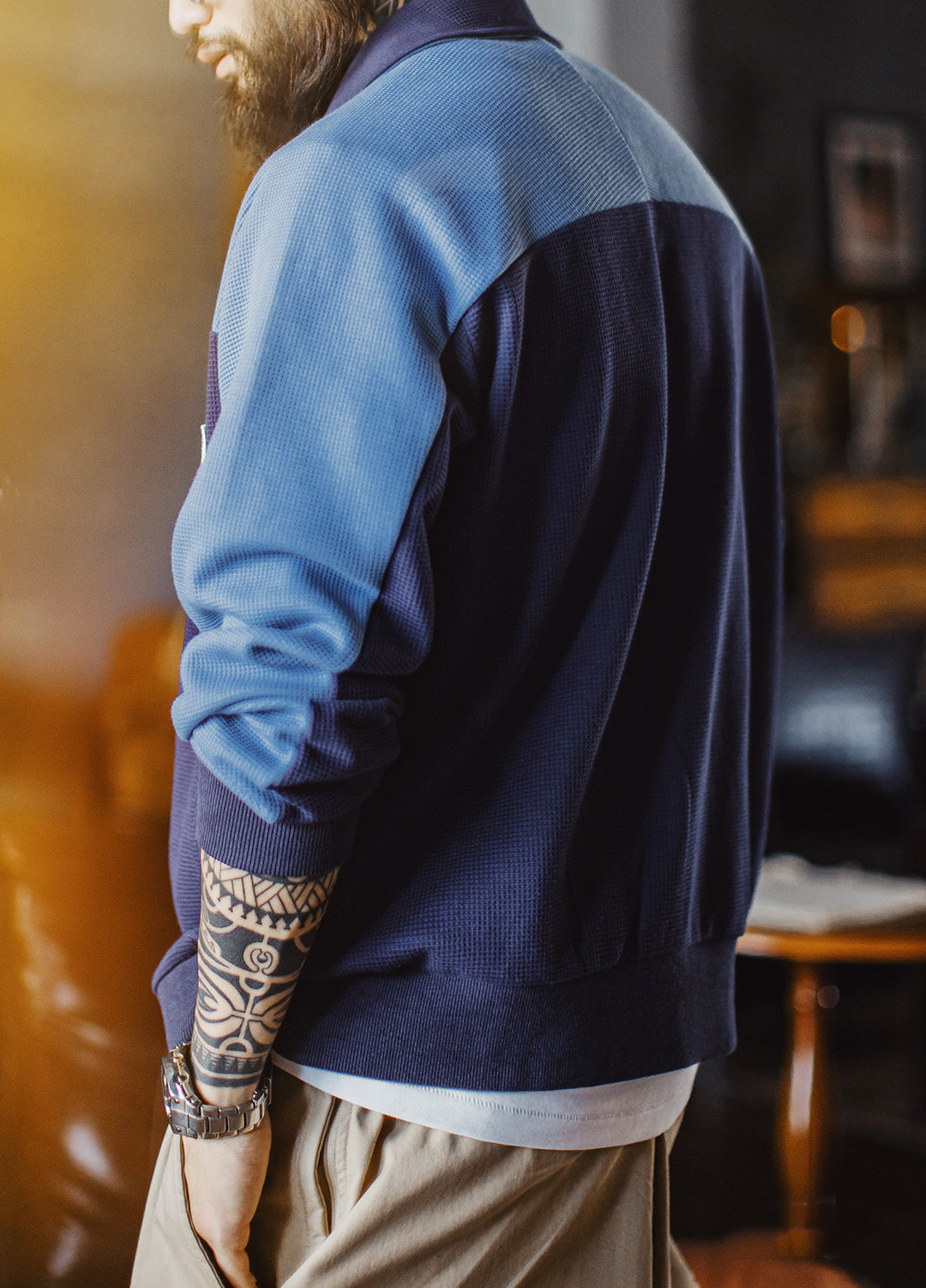 American Contrast Color Coach Waffle Training Suit Breathable Men's Jacket - Harmony Gallery