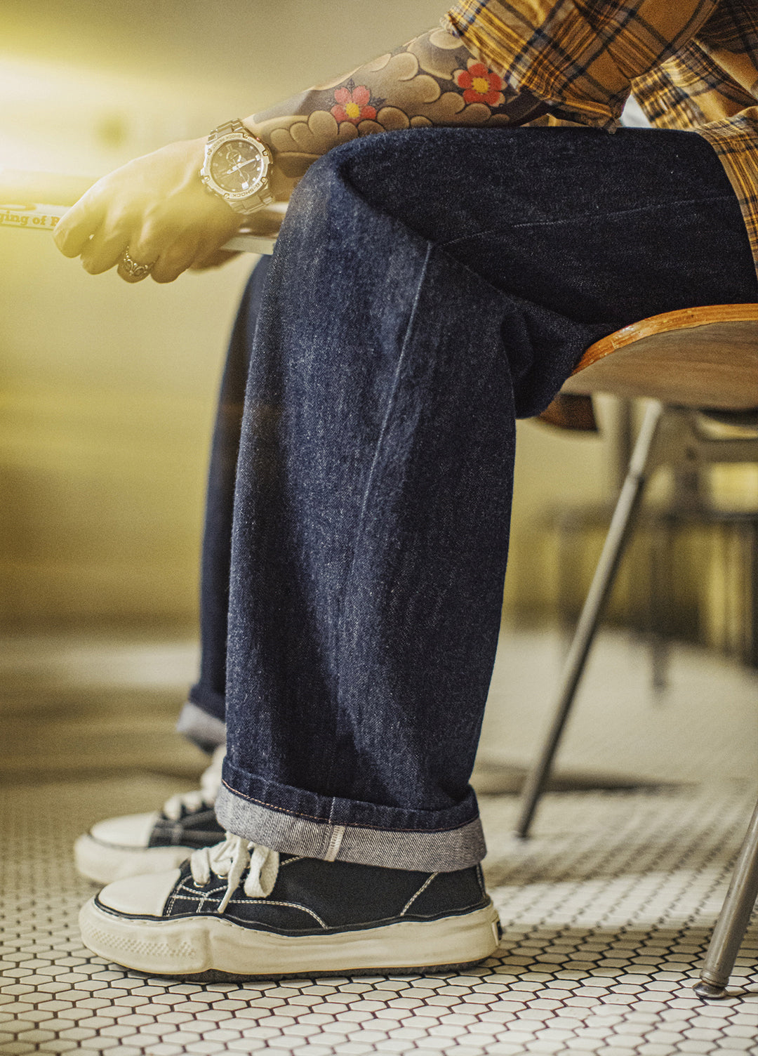 American Retro Vintage Bamboo Straight Washed Denim Men's Jeans - Harmony Gallery