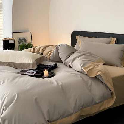 Ensemble de lit épais quatre pièces en pur coton brossé de luxe léger
