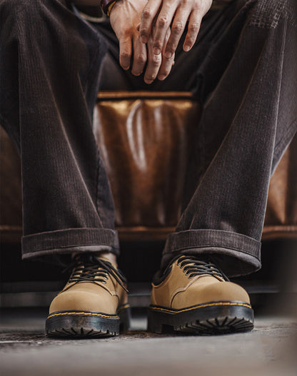 American Retro Derby Soft-Soled Leather Heightened Big Head Men's Dress Shoes - Harmony Gallery