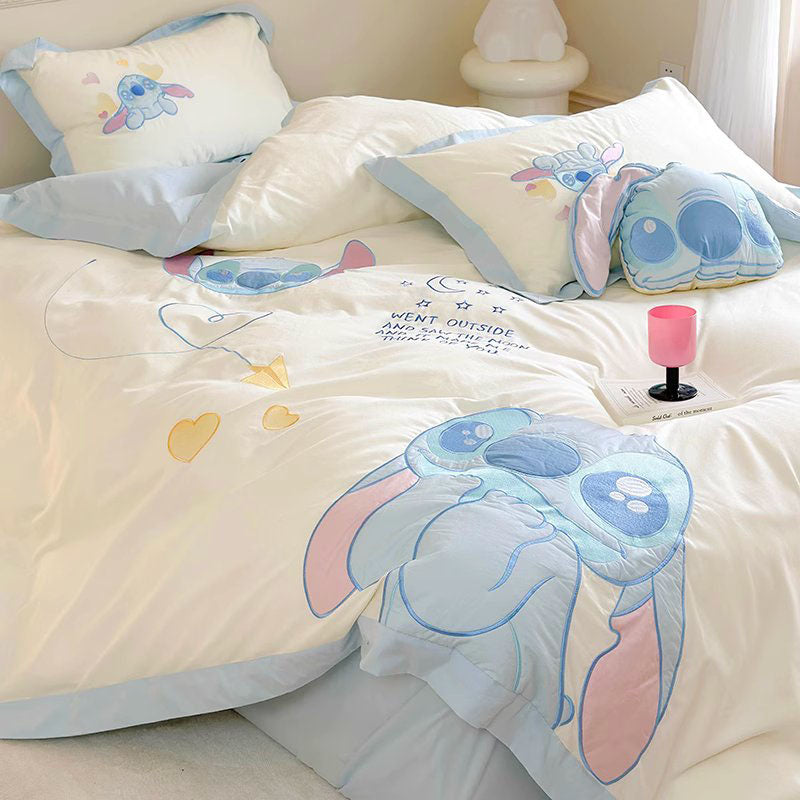 Disney Cute Stitch Washed Pure Cotton Four-piece Bed Set - Harmony Gallery