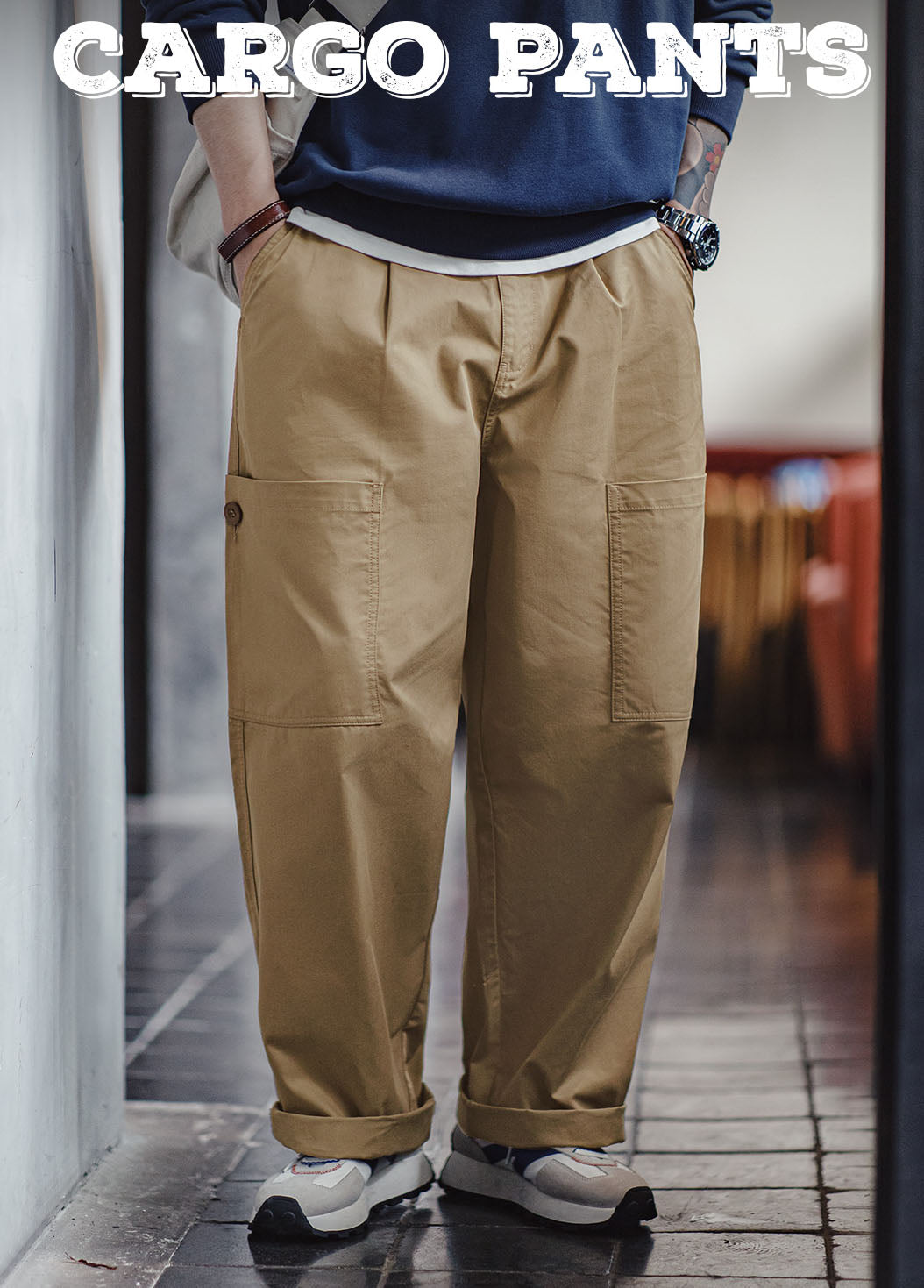 Pantalones de hombre American Multi-Pocket Silhouette rectos y cónicos