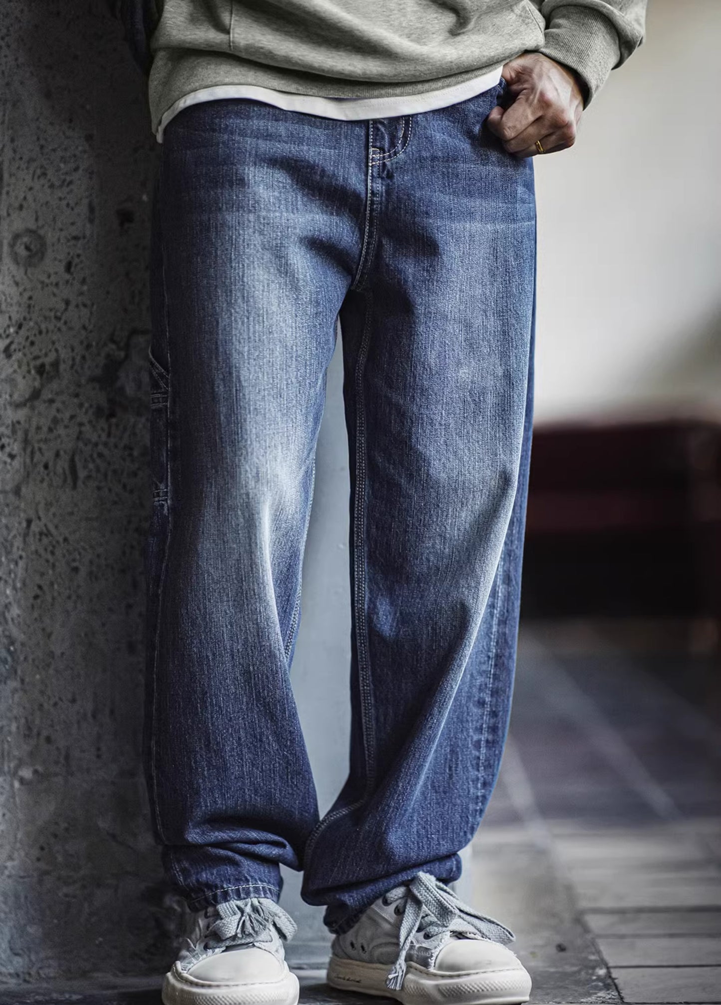 Ανδρικά τζιν American Retro Whitened Logging Washed Denim