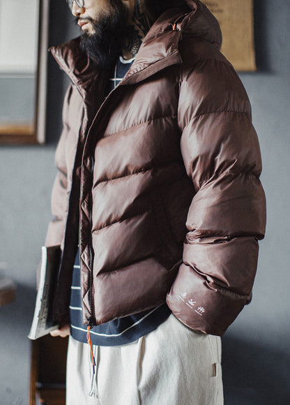 American Stand Collar Cotton Mountain Outdoor Soft shell Quilted Short Men's Jacket