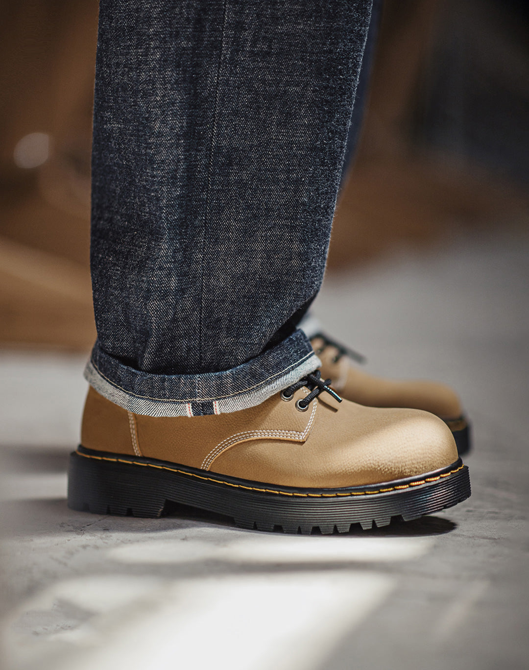 American Retro Derby Soft-Soled Leather Heightened Big Head Men's Dress Shoes - Harmony Gallery