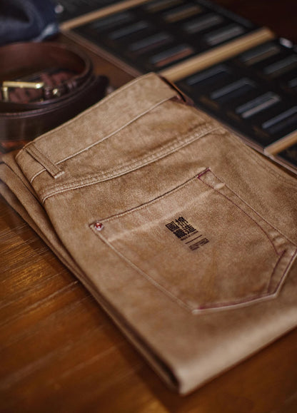 American Retro Maillard Fitted Straight Tube Tencel Lyocell Pants Men's Jeans - Harmony Gallery