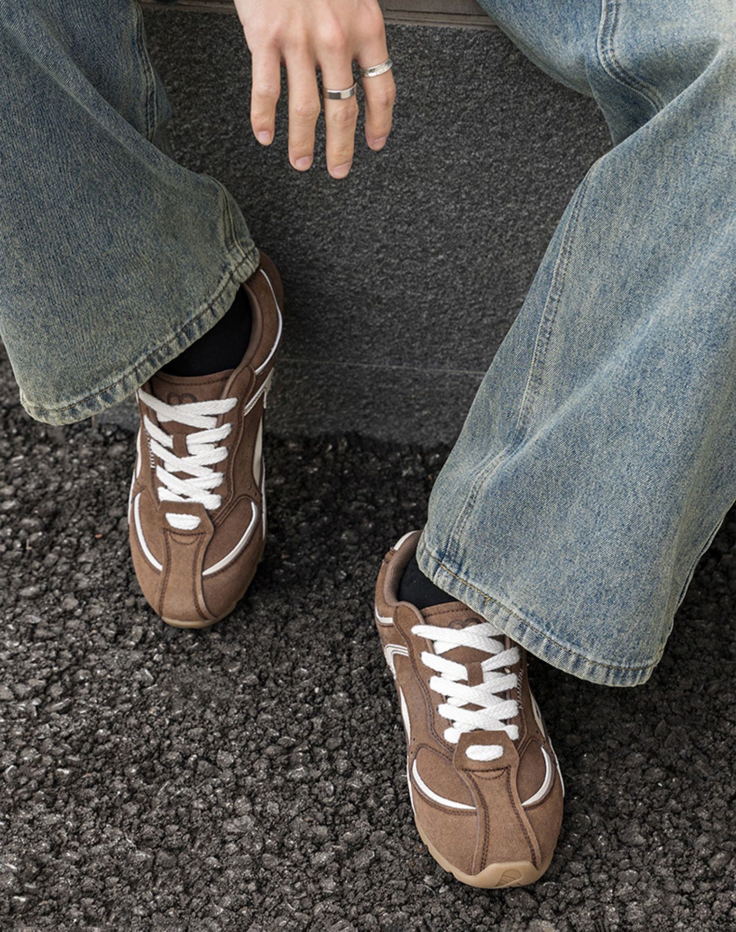 German Retro Race Car Flat-Bottomed Leather Stitching All-Match Men's Sports Shoes