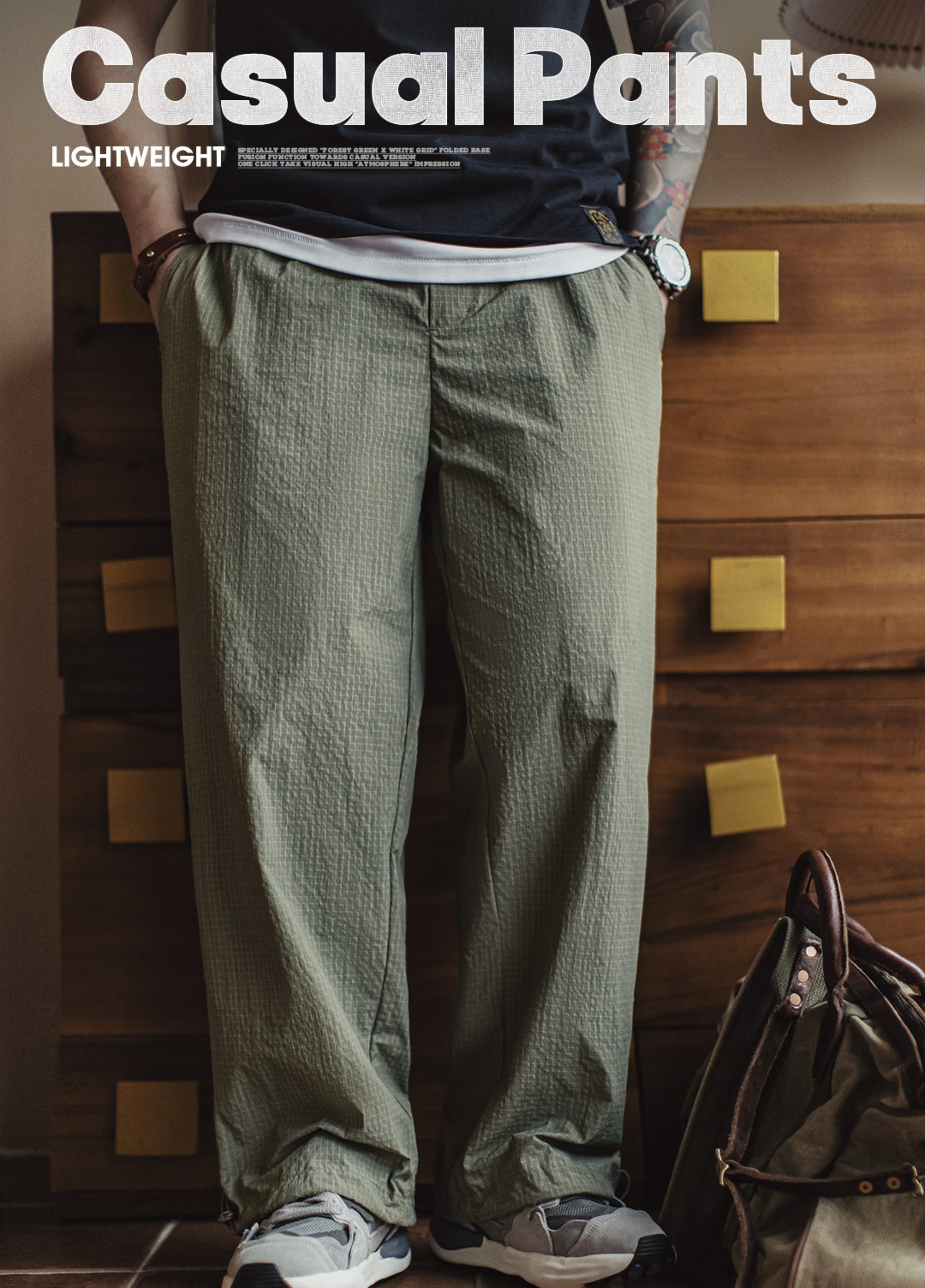 American Casual Seersucker Mountain Functional Thin Drawstring Men's Trousers - Harmony Gallery