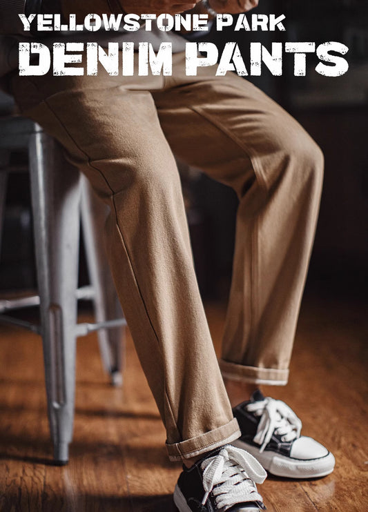 American Retro Maillard Fitted Straight Tube Tencel Lyocell Pants Men's Jeans - Harmony Gallery