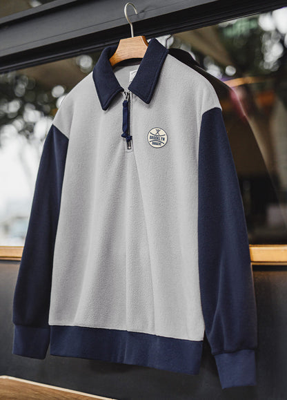 American Fleece College Contrasting Lepel Pullover Warm Men's Sweater - Harmony Gallery