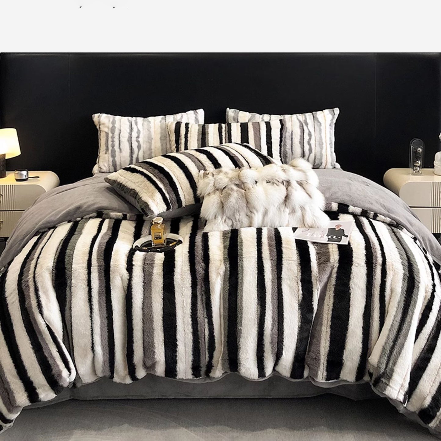 Luxe konijnen high-end verdikte dubbelzijdige koraal winter vierdelige bedset