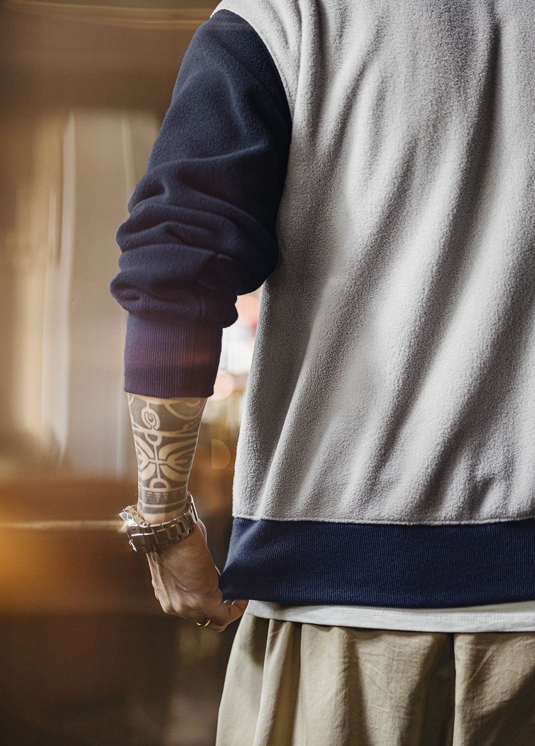 American Fleece College Contrasting Lepel Pullover Warm Men's Sweater - Harmony Gallery