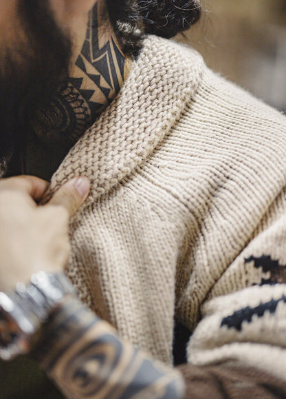 American Retro Embroidered Shawl Collar Cardigan Old Money Men's Jacket