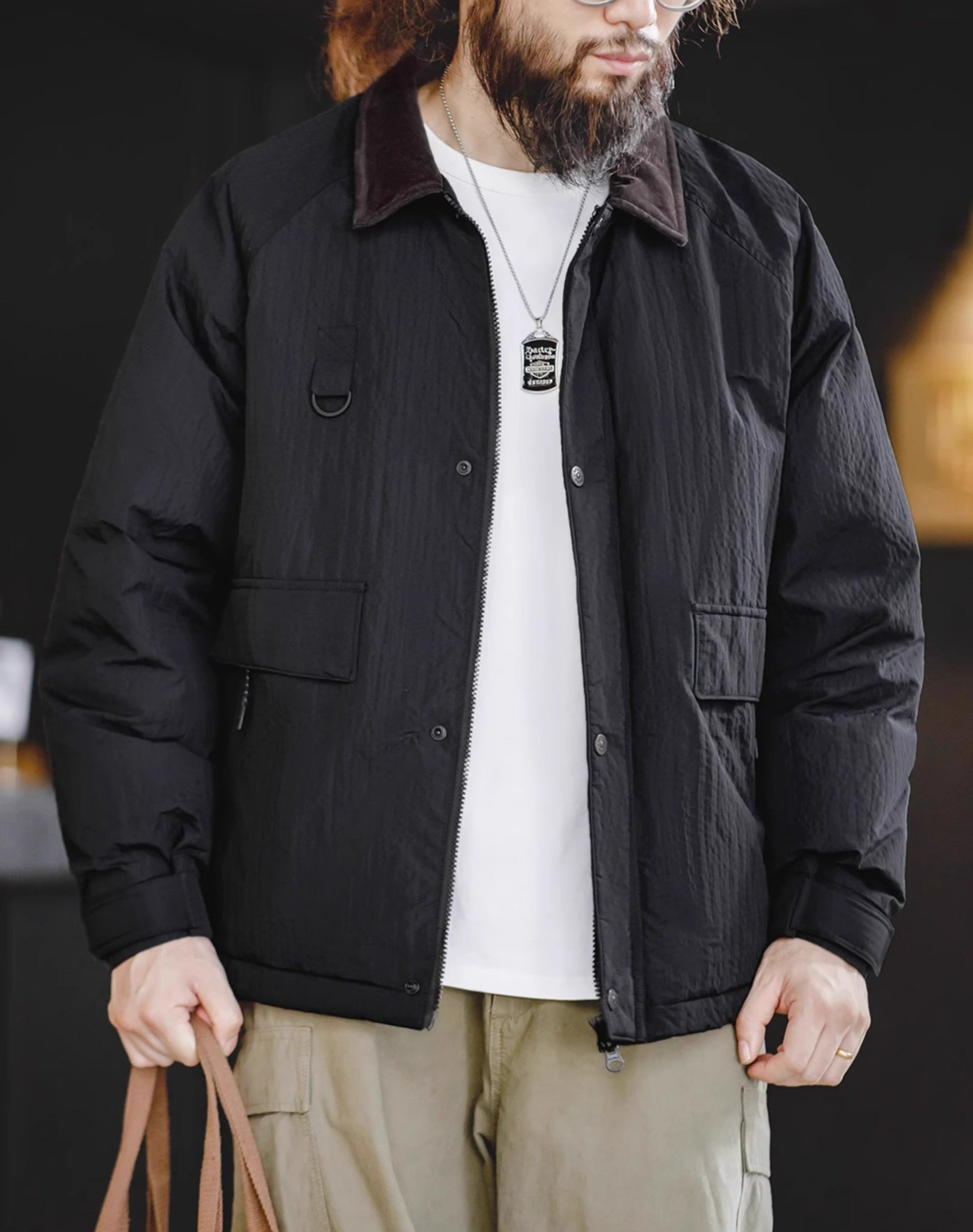 American Retro Spey 90 Lapel Warm Cotton Winter Men's Jacket - Harmony Gallery