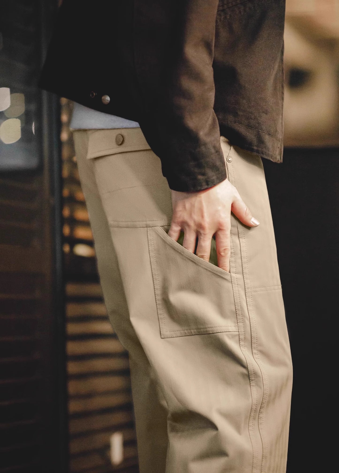 American Retro Double Knee Stitching Multi-Pocket Men's Trousers