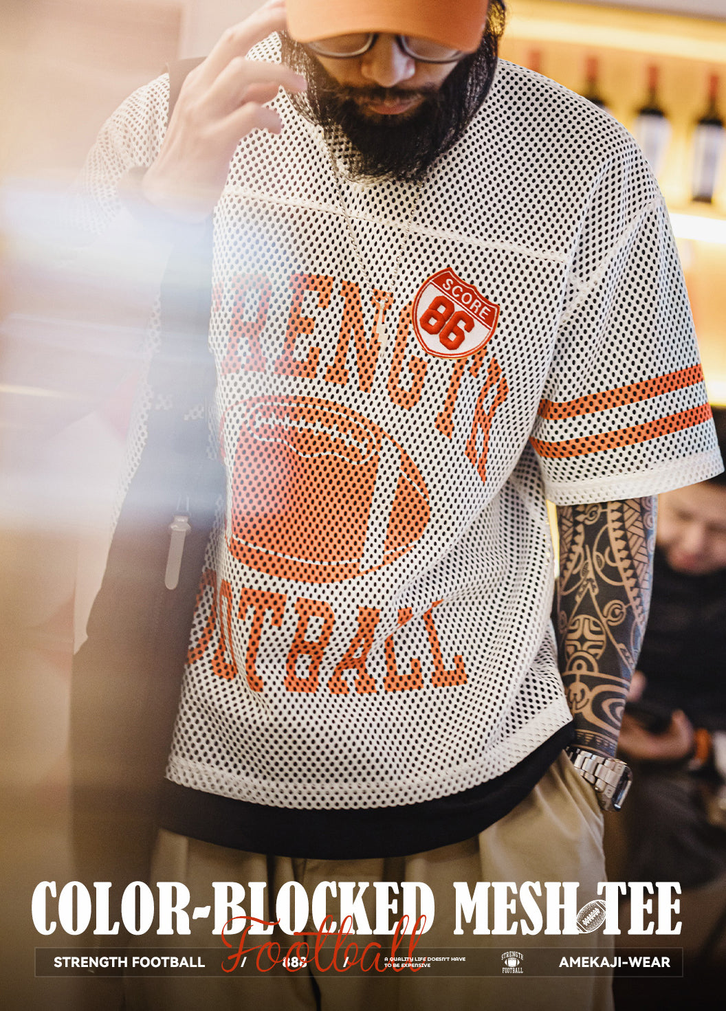 American Jersey Hollow Knitted Mesh Breathable Loose Half-Sleeved Men's T-Shirt - Harmony Gallery