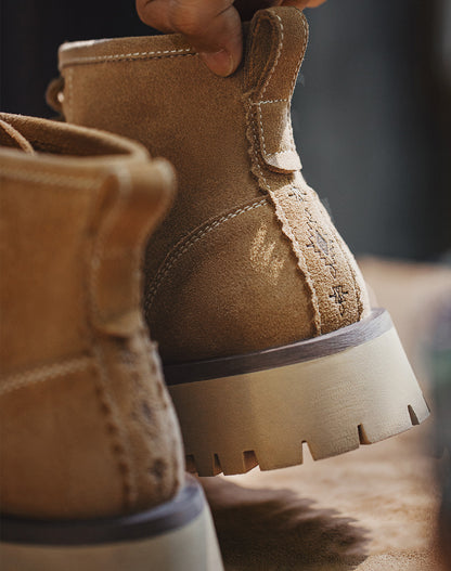 American Retro Mid-Cut Genuine Leather Martin Boots Thick-Soled Men's Boot - Harmony Gallery