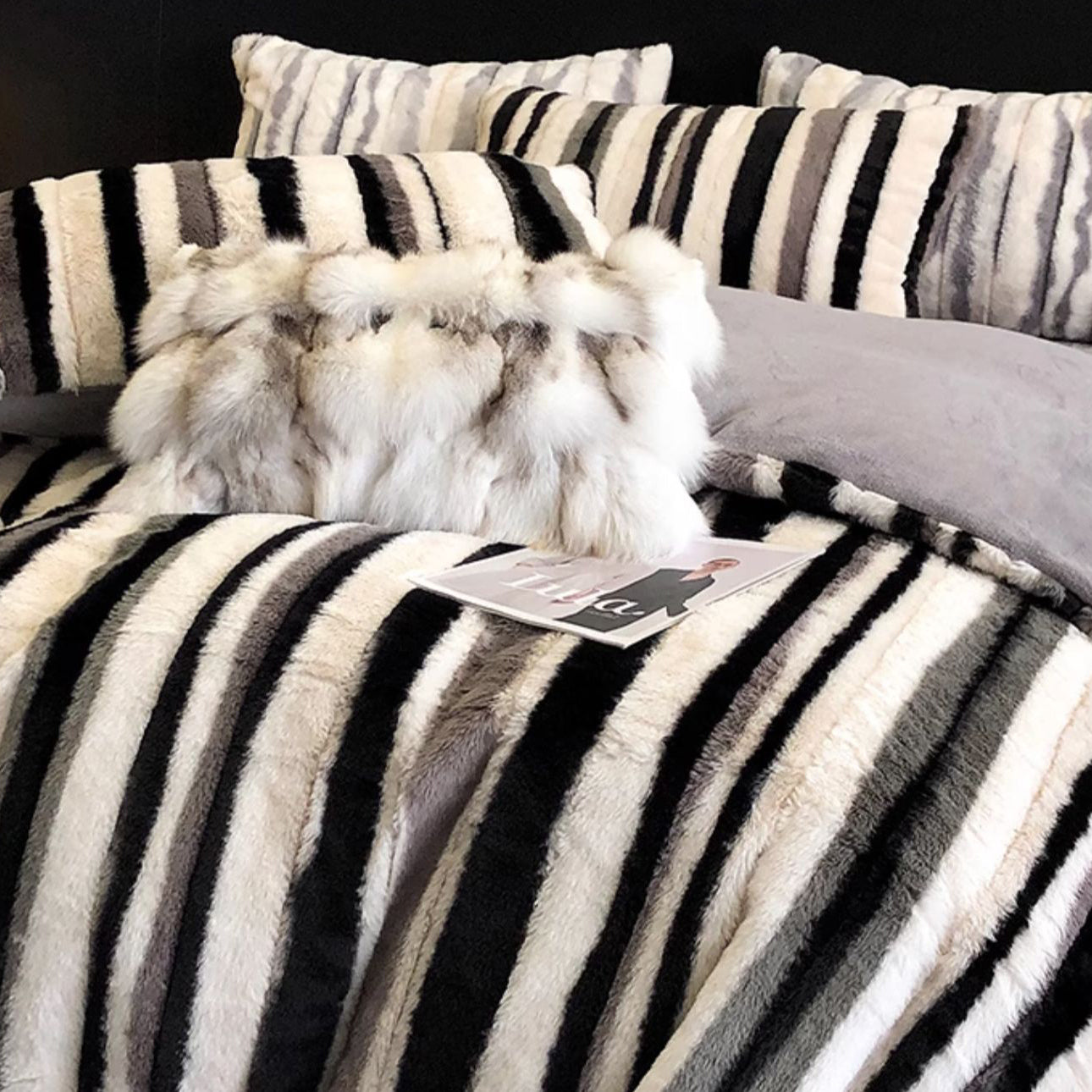 Luxe konijnen high-end verdikte dubbelzijdige koraal winter vierdelige bedset