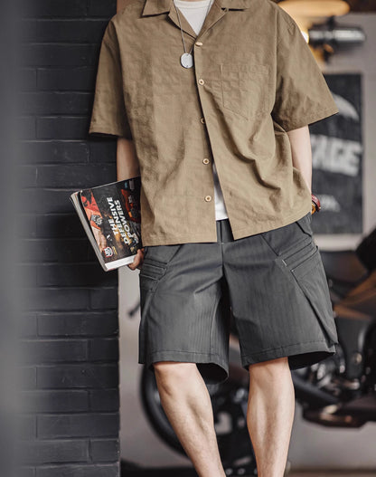 American Workwear Herringbone Woven Ten-Pocket Men's Shorts - Harmony Gallery