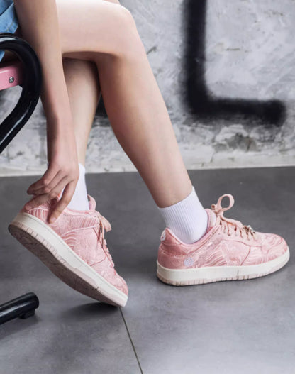 Pink Silk Couple Breathable Leisure Sports Unisex Casual Shoes