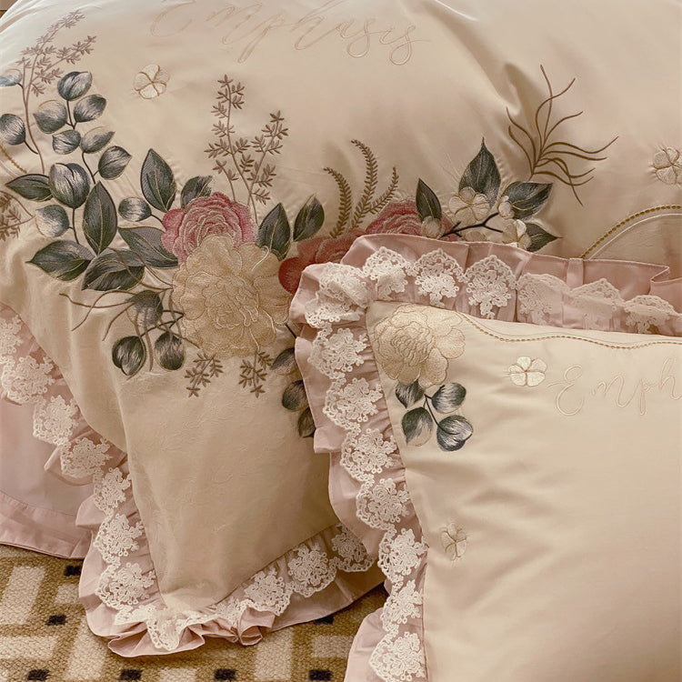 French Romantic Princess Cotton Four-Piece Pure Cotton Bed Set