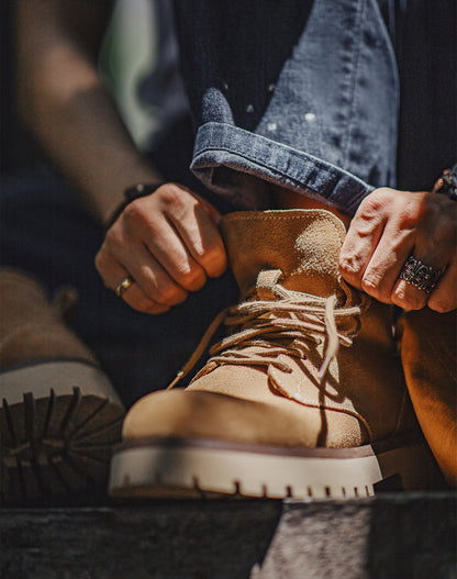 American Retro Mid-Cut Genuine Leather Martin Boots Thick-Soled Men's Boot - Harmony Gallery